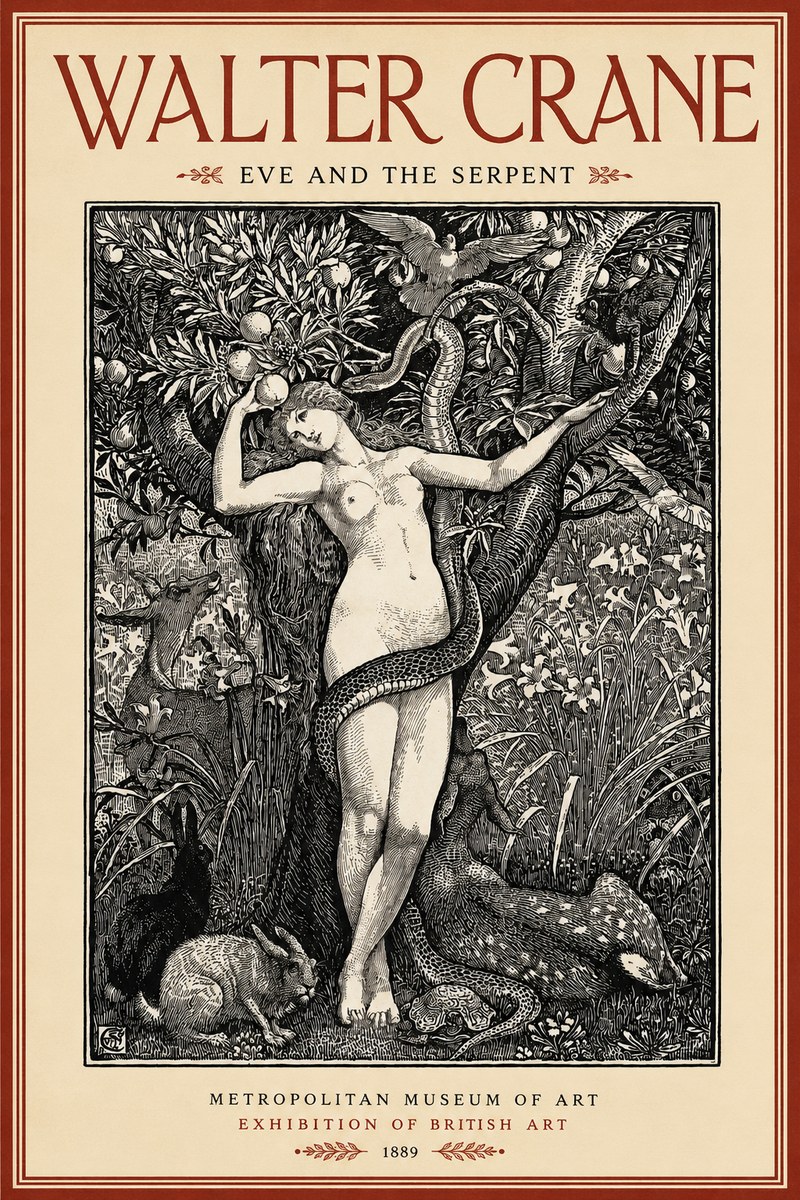Walter Crane Eve and the Serpent No2 - Poszter