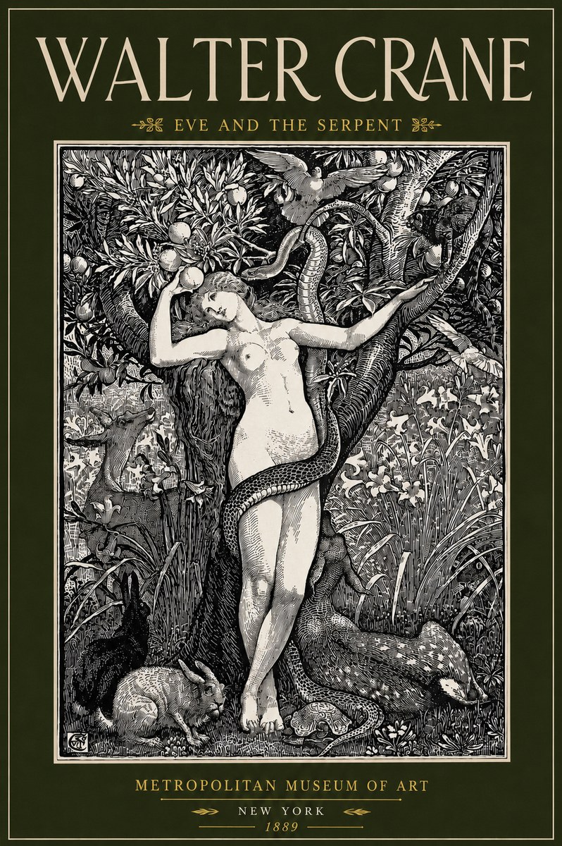 Walter Crane Eve and the Serpent No4 - Poszter