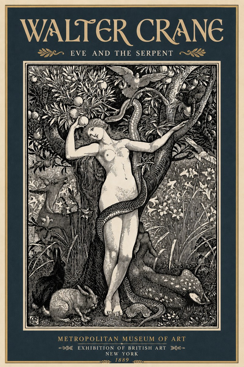Walter Crane Eve and the Serpent No6 - Poszter