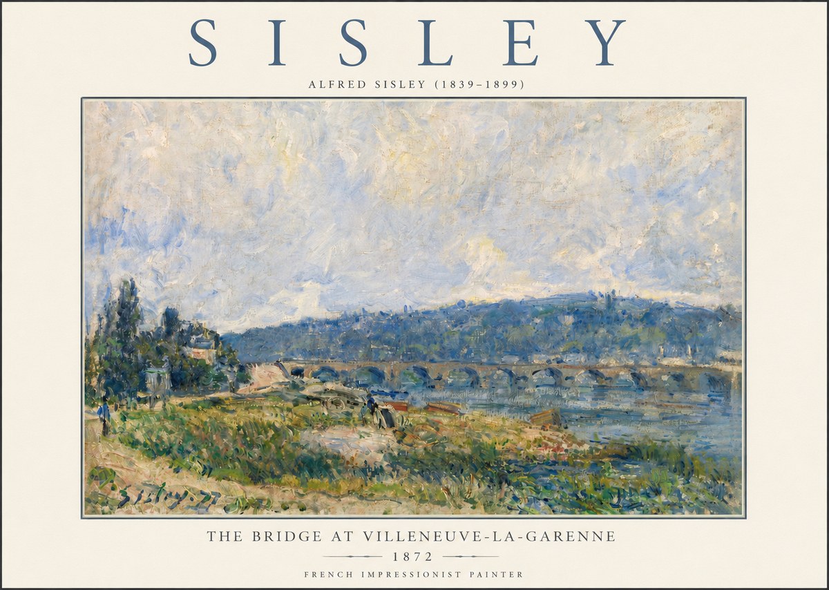 Sisley The Bridge at Villeneuve-la-garenne III No3 - Poszter
