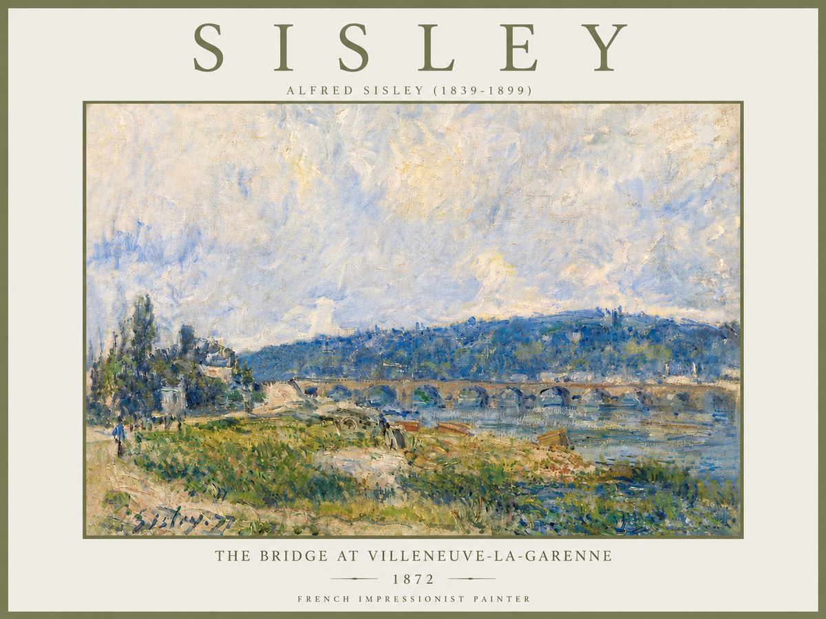 Sisley The Bridge at Villeneuve-la-garenne III No5 - Poszter
