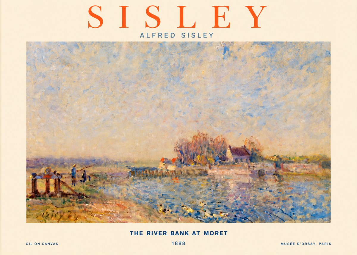 Sisley The River Bank at Moret No3 - Poszter