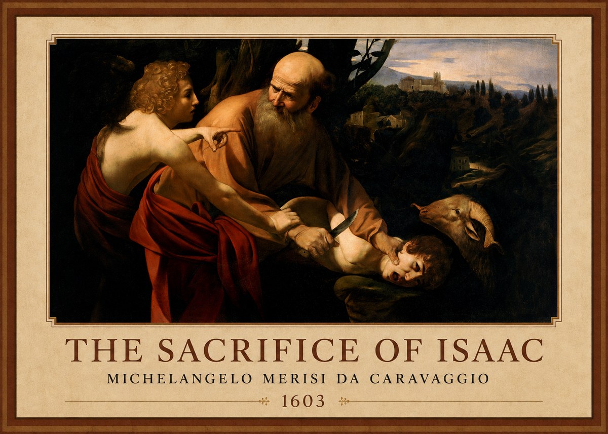 Michelangelo Merisi da Caravaggio The Sacrifice of Isaac I No1 - Poszter