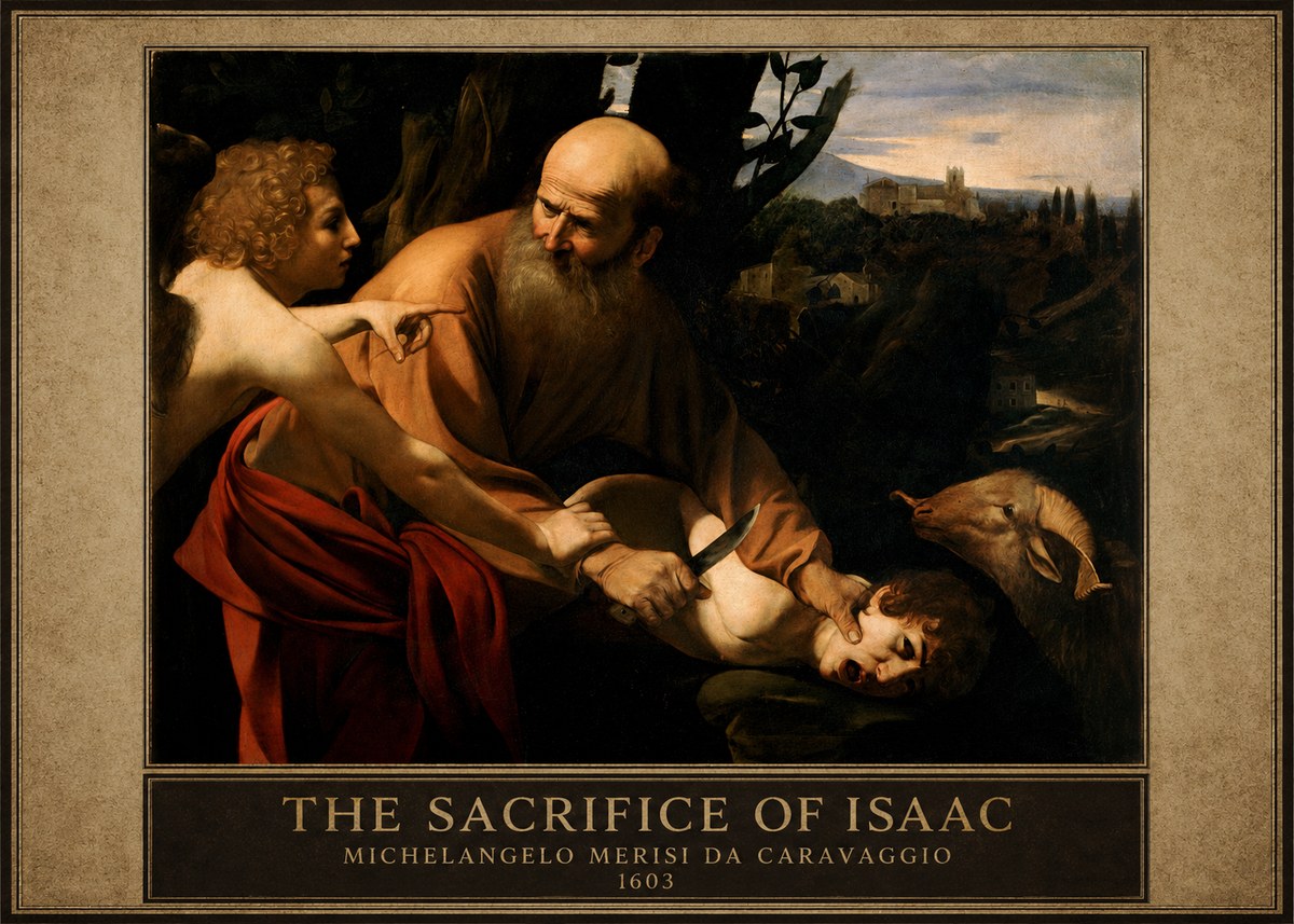 Michelangelo Merisi da Caravaggio The Sacrifice of Isaac I No3 - Poszter