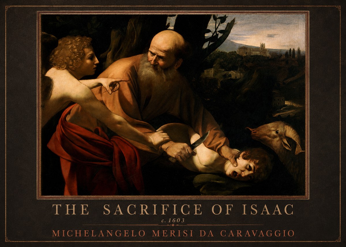 Michelangelo Merisi da Caravaggio The Sacrifice of Isaac I No4 - Poszter