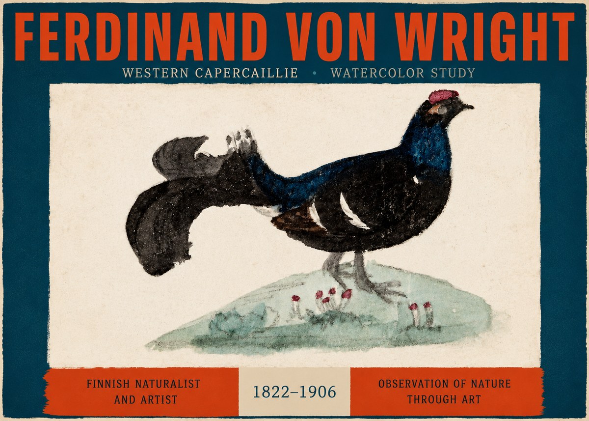 Ferdinand von Wright Western Capercaillie - Watercolor Study No2 - Poszter