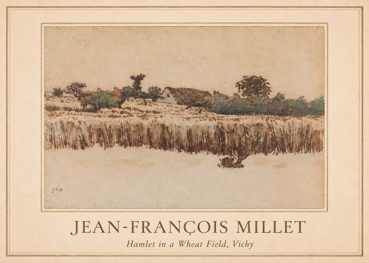 Jean-François Millet Hamlet in a Wheat Field, Vichy No1 - Poszter