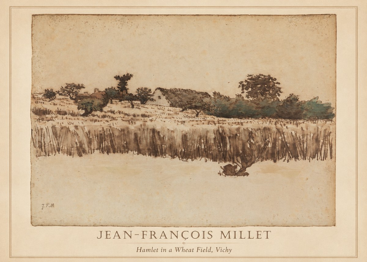 Jean-François Millet Hamlet in a Wheat Field, Vichy No2 - Poszter