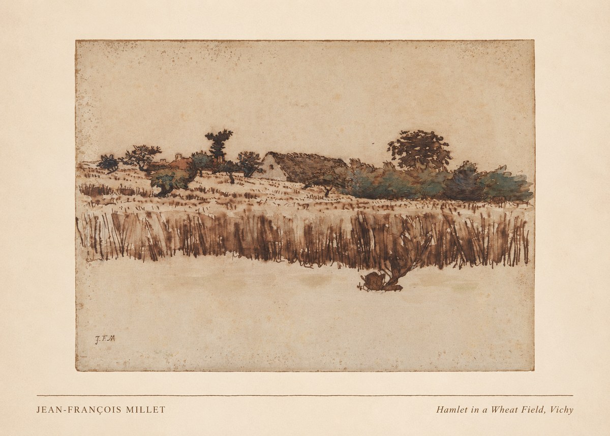 Jean-François Millet Hamlet in a Wheat Field, Vichy No3 - Poszter