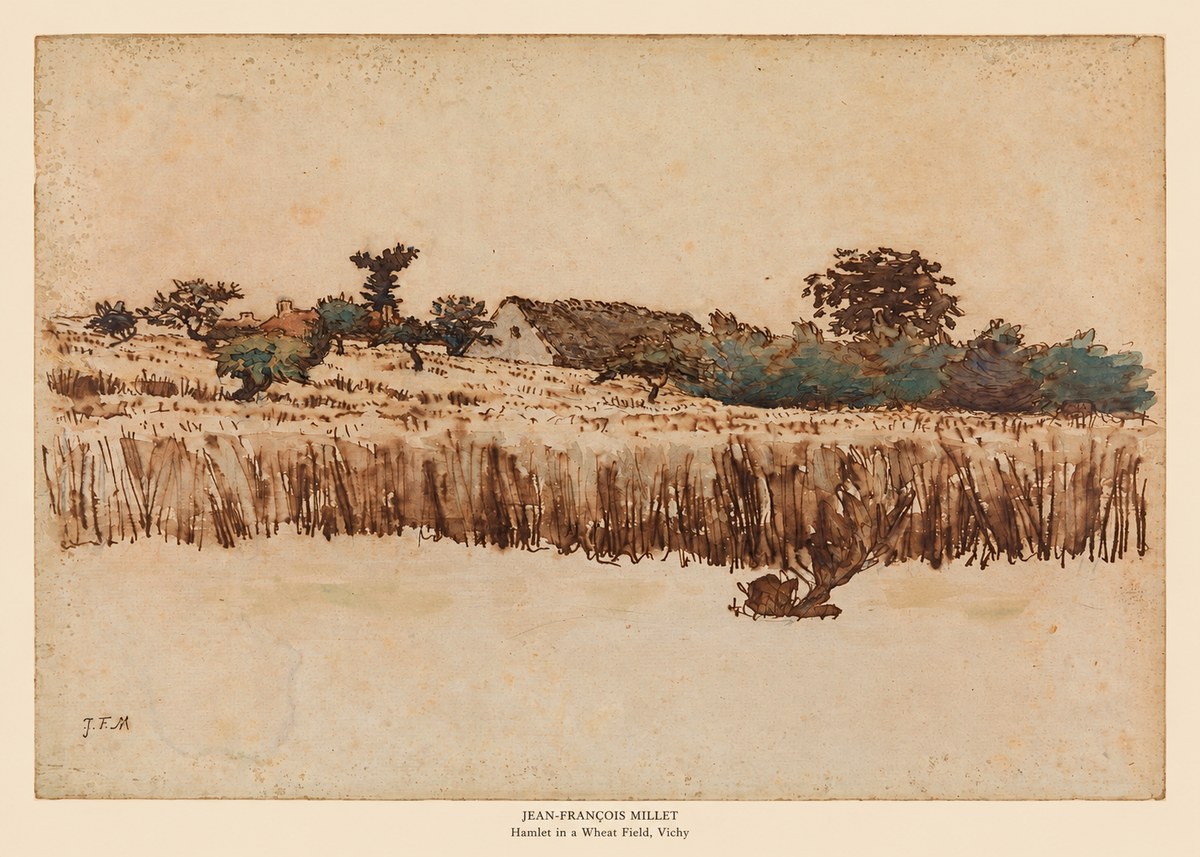 Jean-François Millet Hamlet in a Wheat Field, Vichy No5 - Poszter