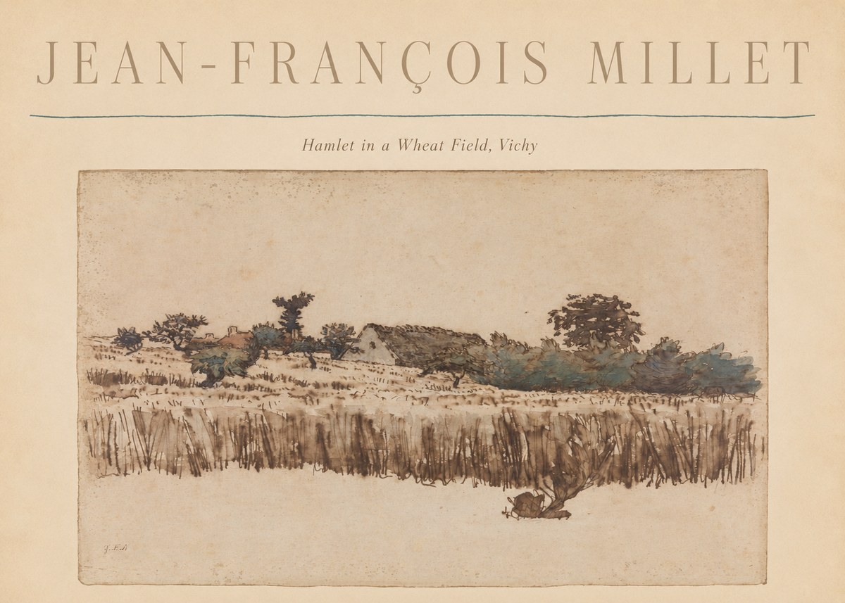 Jean-François Millet Hamlet in a Wheat Field, Vichy No6 - Poszter