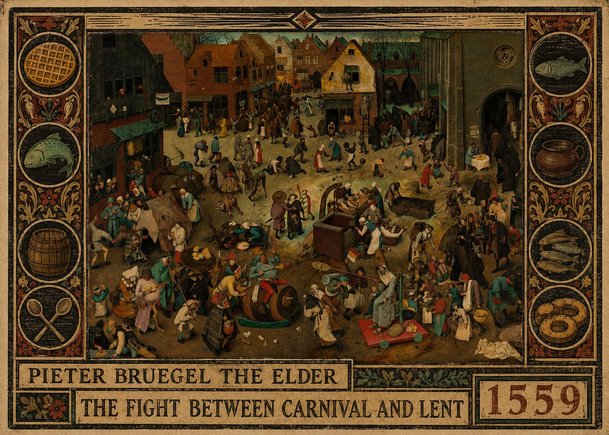 Pieter Bruegel The Fight Between Carnival and Lent II No2 - Poszter