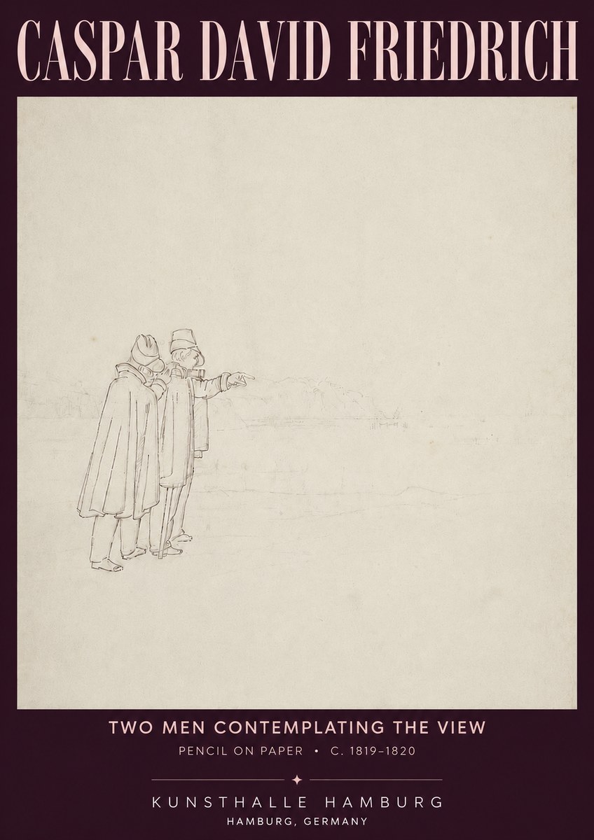 Caspar David Friedrich Two Men Contemplating the View No4 - Poszter