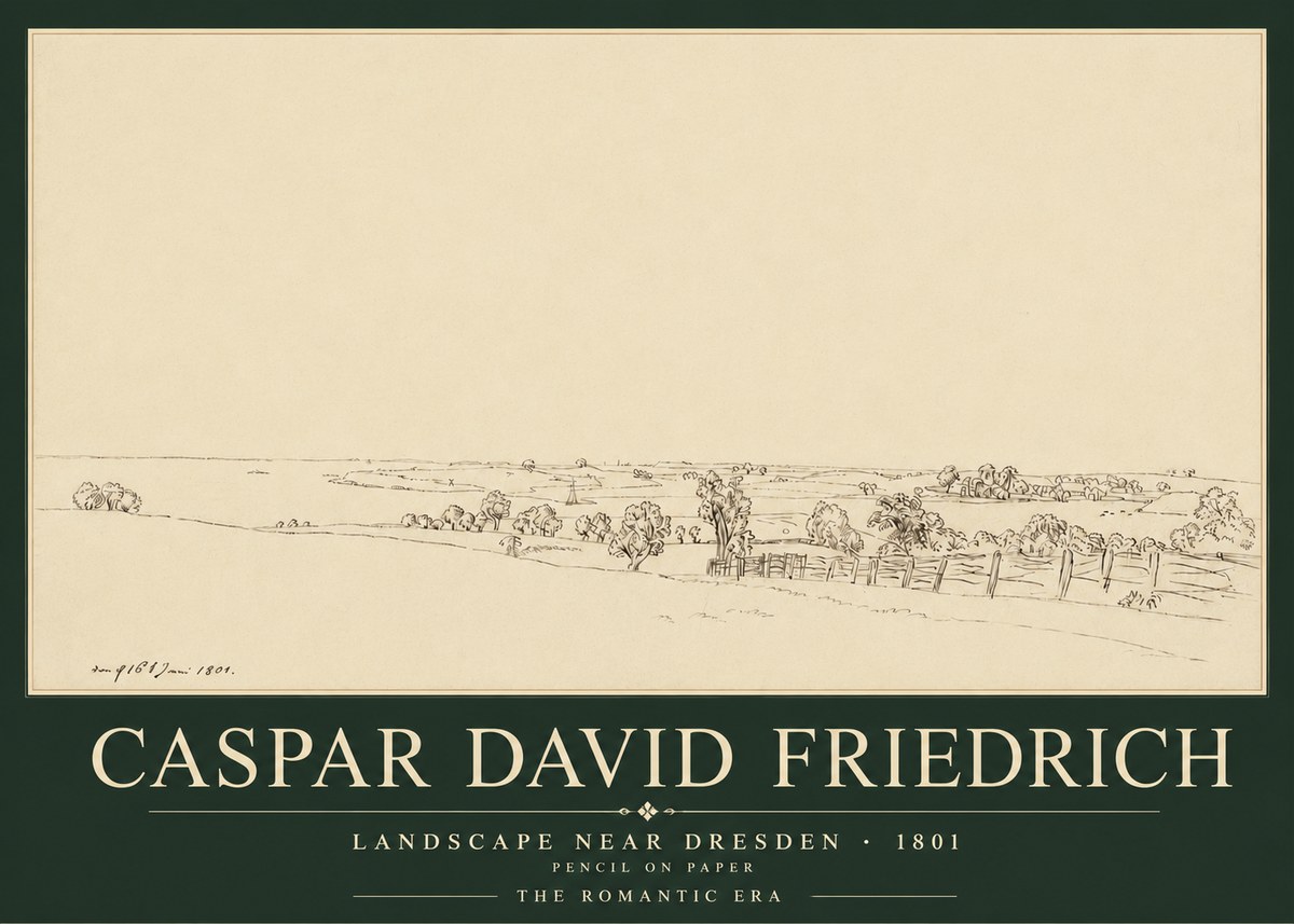 Caspar David Friedrich View of the Countryside Near Dresden No5 - Poszter