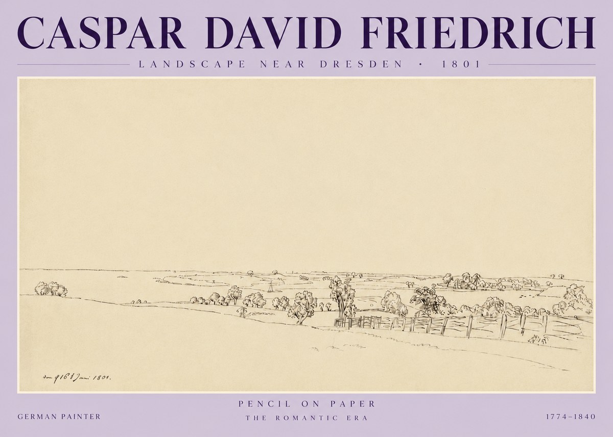 Caspar David Friedrich View of the Countryside Near Dresden No6 - Poszter