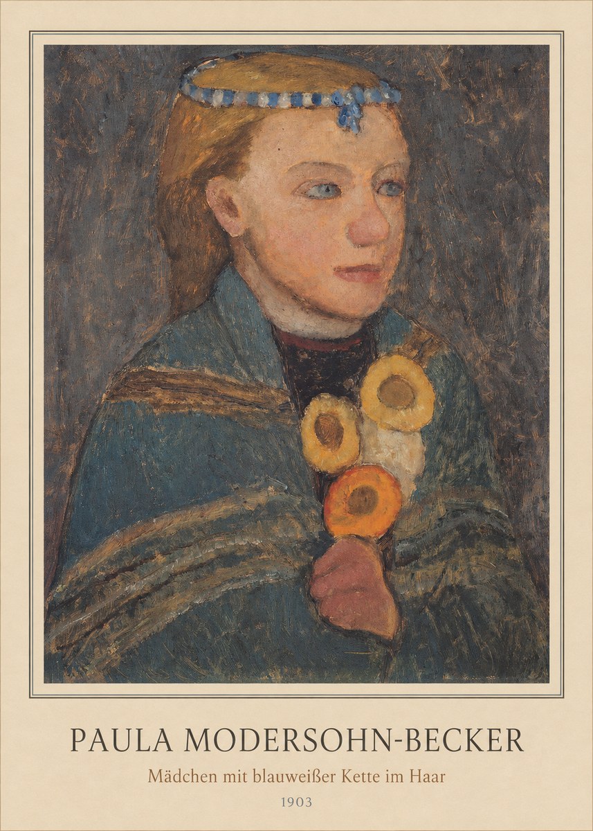 Paula Modersohn-Becker Mädchen Mit Blauweißer Kette Im Haar No3 - Poszter