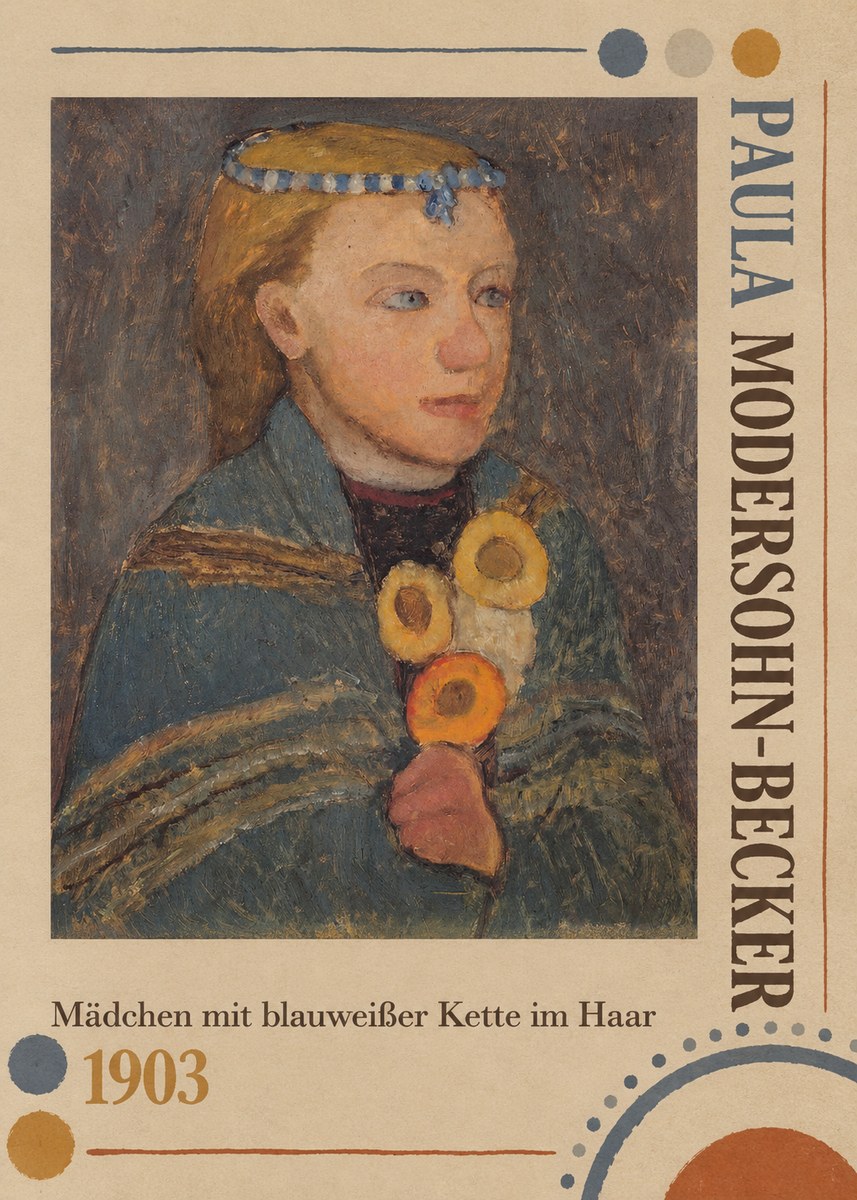 Paula Modersohn-Becker Mädchen Mit Blauweißer Kette Im Haar No4 - Poszter