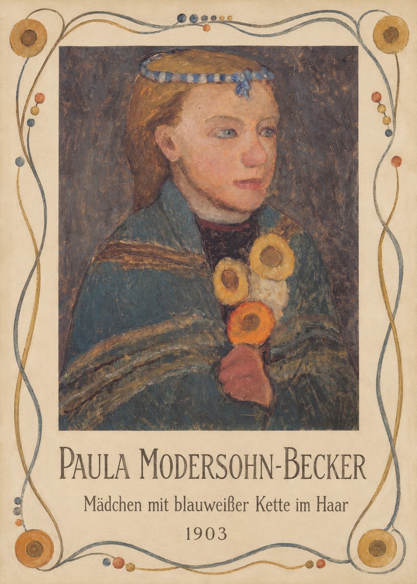 Paula Modersohn-Becker Mädchen Mit Blauweißer Kette Im Haar No5 - Poszter