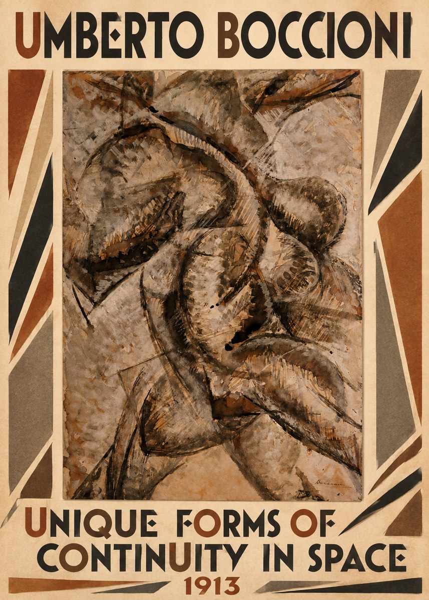 Umberto Boccioni Unique Forms of Continuity in Space No1 - Poszter