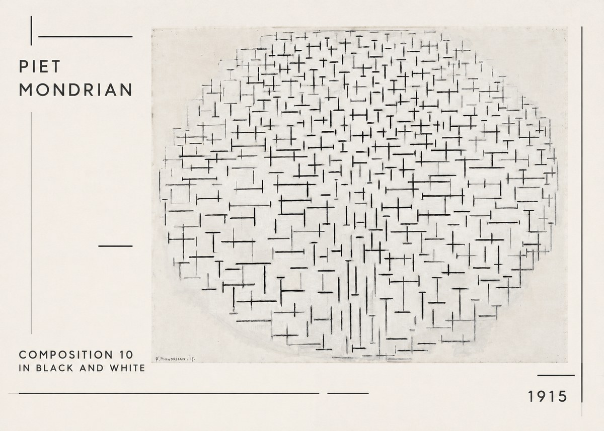 Piet Mondrian Composition 10 in Black and White No1 - Poszter