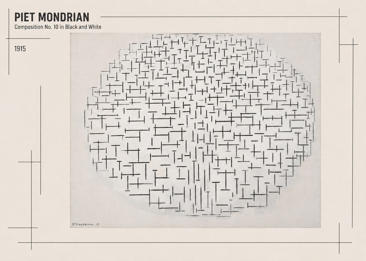 Piet Mondrian Composition 10 in Black and White No2 - Poszter