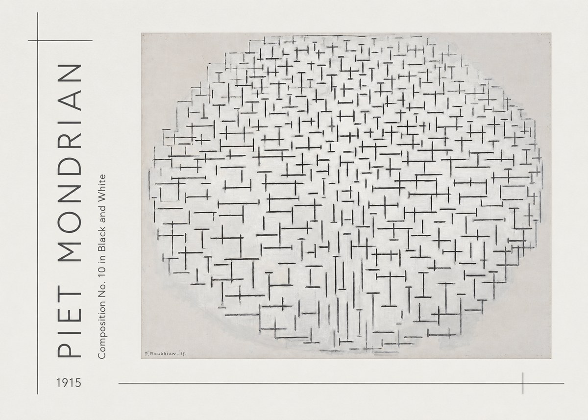Piet Mondrian Composition 10 in Black and White No3 - Poszter