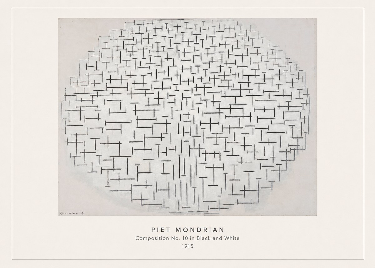 Piet Mondrian Composition 10 in Black and White No4 - Poszter