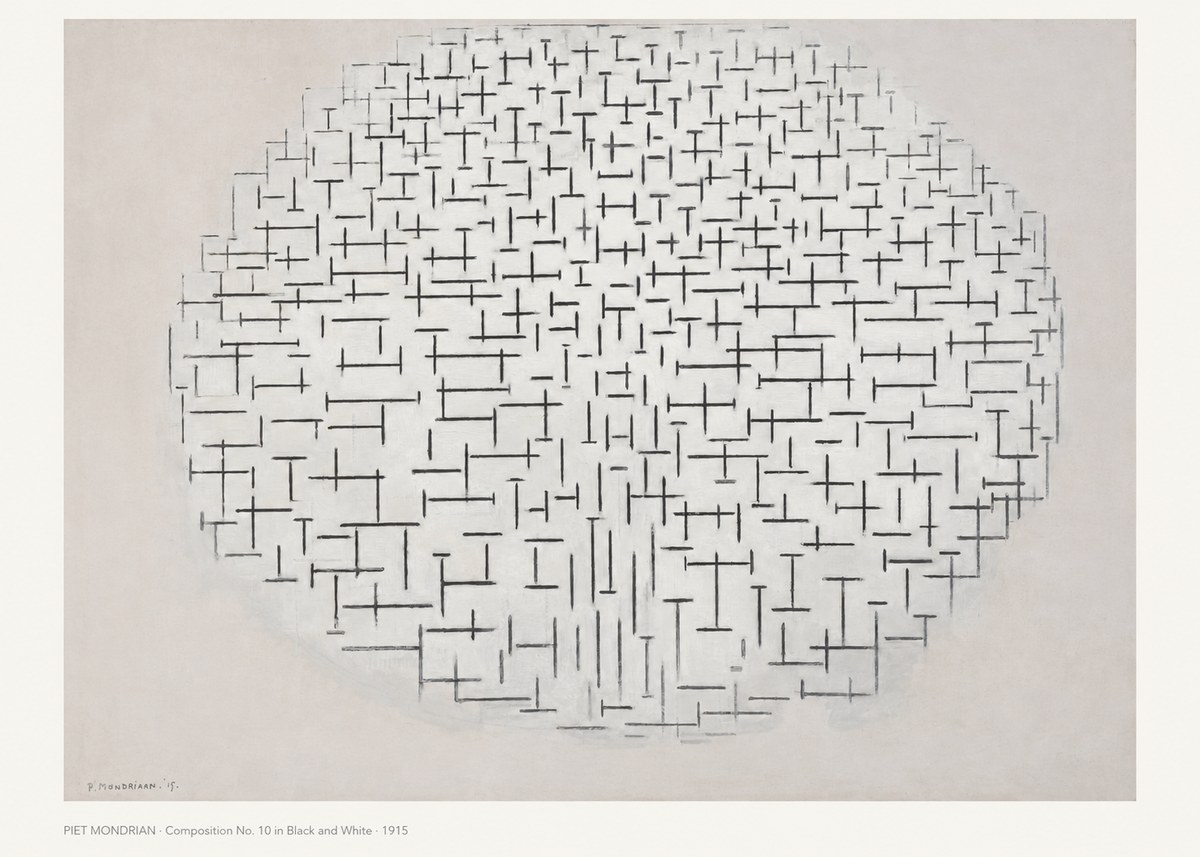 Piet Mondrian Composition 10 in Black and White No6 - Poszter