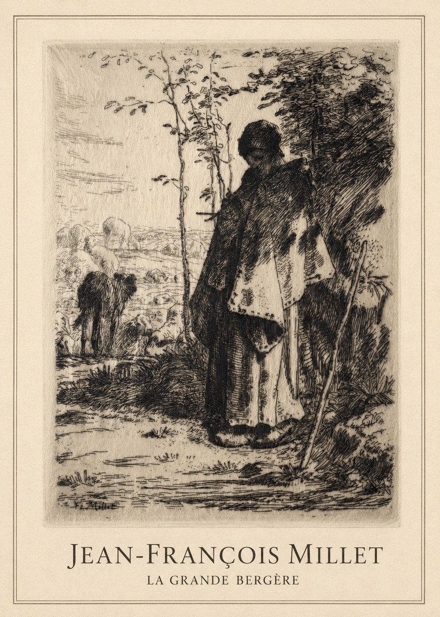 Jean-François Millet La Grande Bergère No1 - Poszter