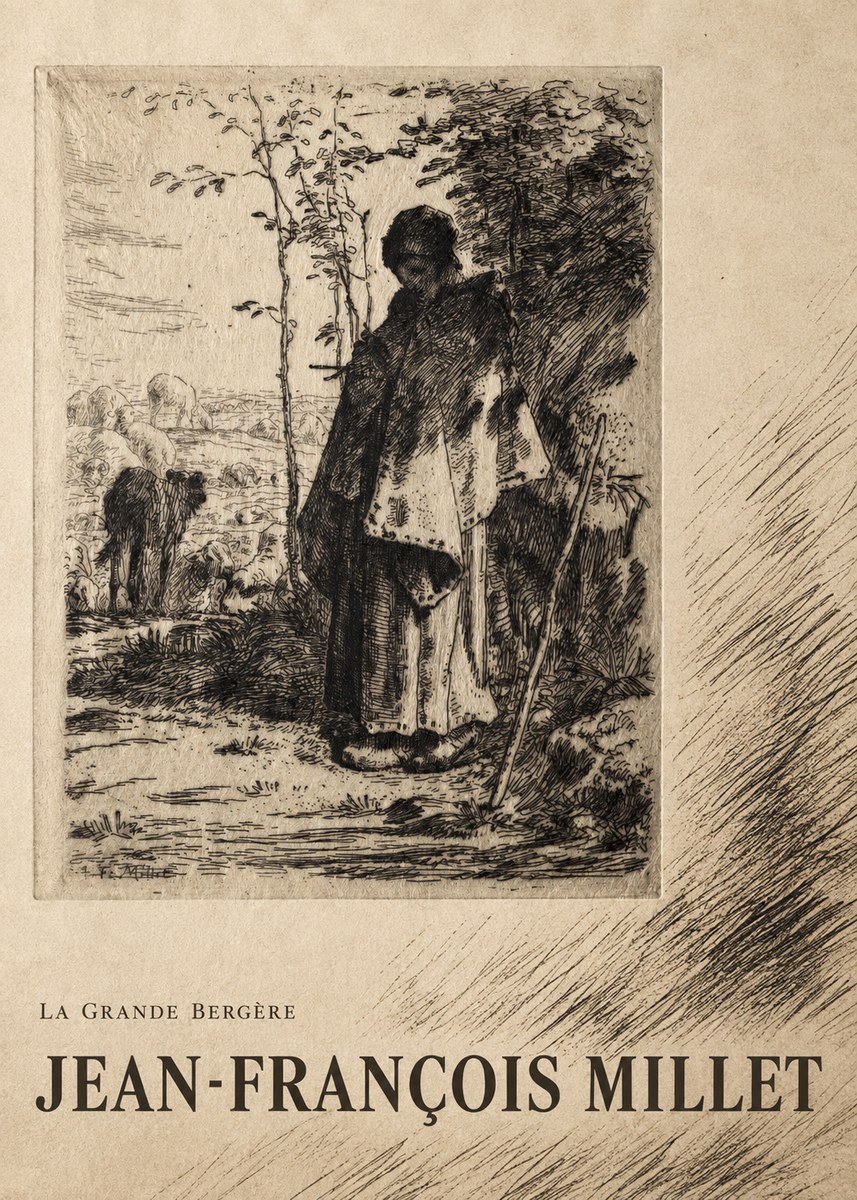 Jean-François Millet La Grande Bergère No4 - Poszter