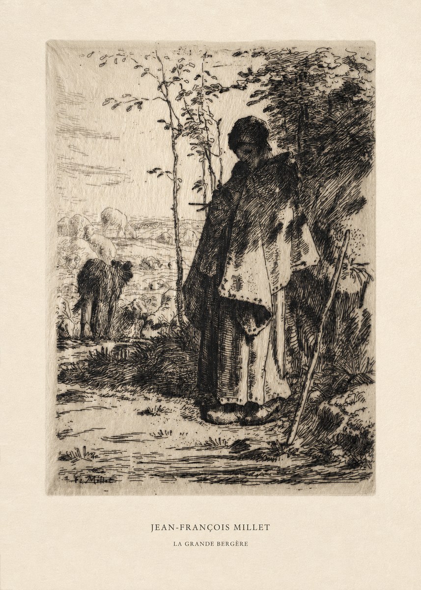 Jean-François Millet La Grande Bergère No6 - Poszter