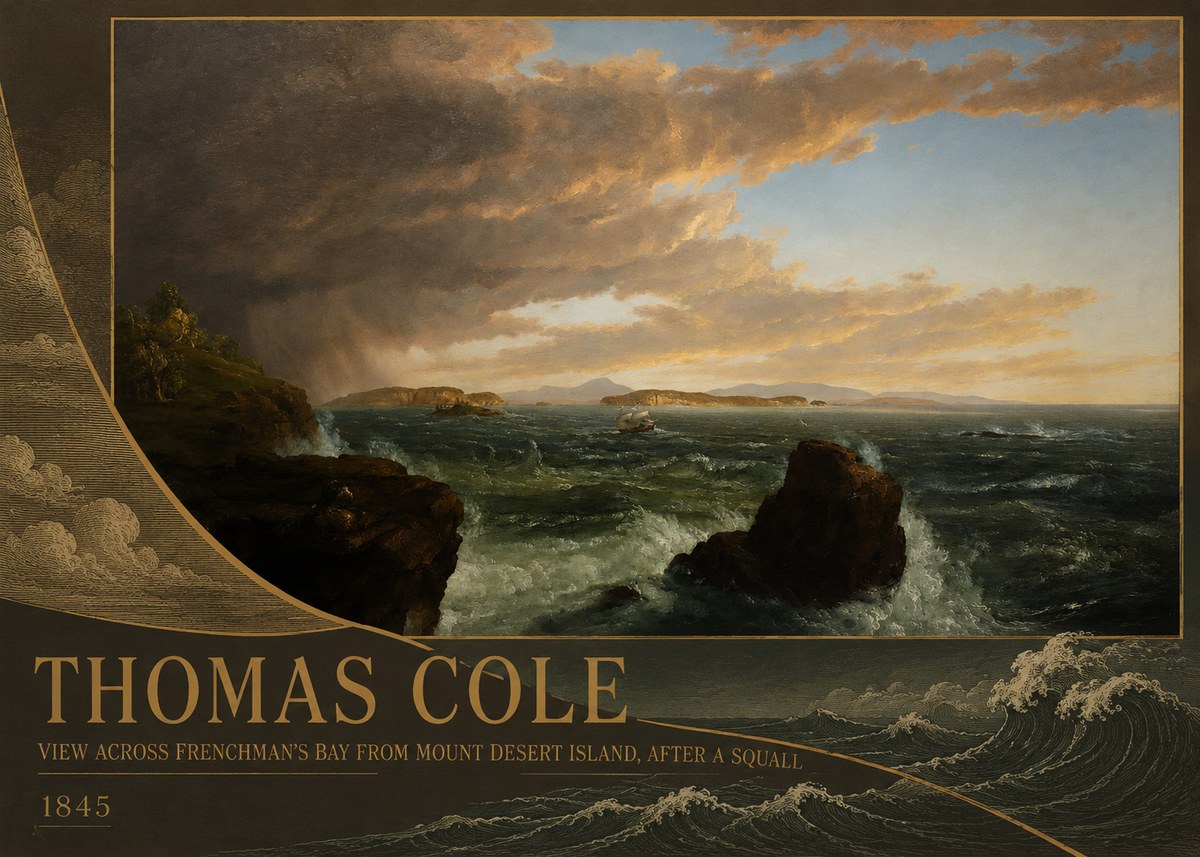 Thomas Cole View Across Frenchman's Bay from Mount Desert Island, After a Squall I No2 - Poszter