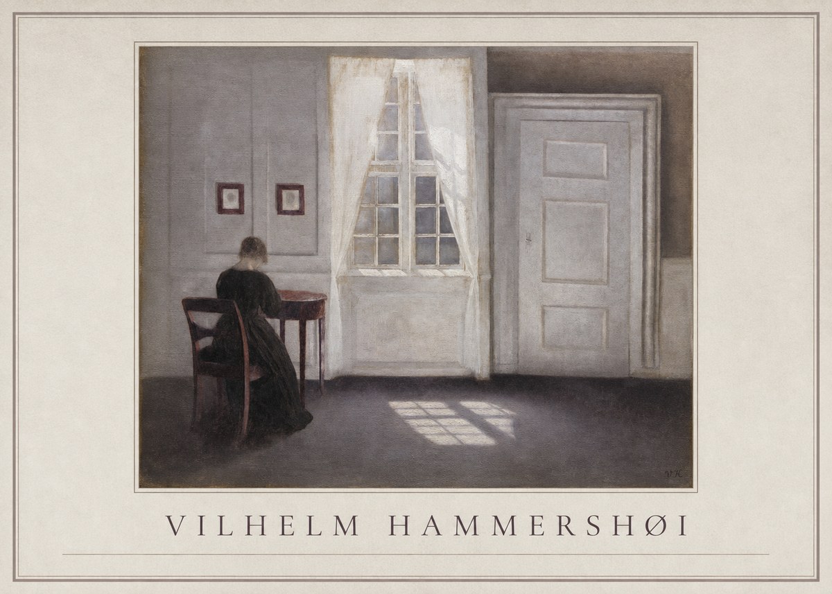 Vilhelm Hammershøi Interior with a Woman at a Table No1 - Poszter