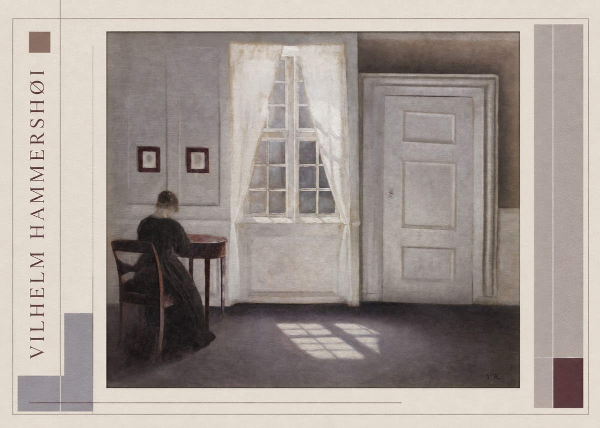 Vilhelm Hammershøi Interior with a Woman at a Table No2 - Poszter