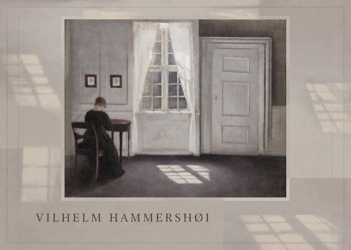 Vilhelm Hammershøi Interior with a Woman at a Table No3 - Poszter