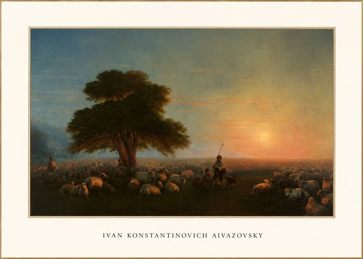 Ivan Konstantinovich Aivazovsky Shepherd with Flock at Sunset No3 - Poszter