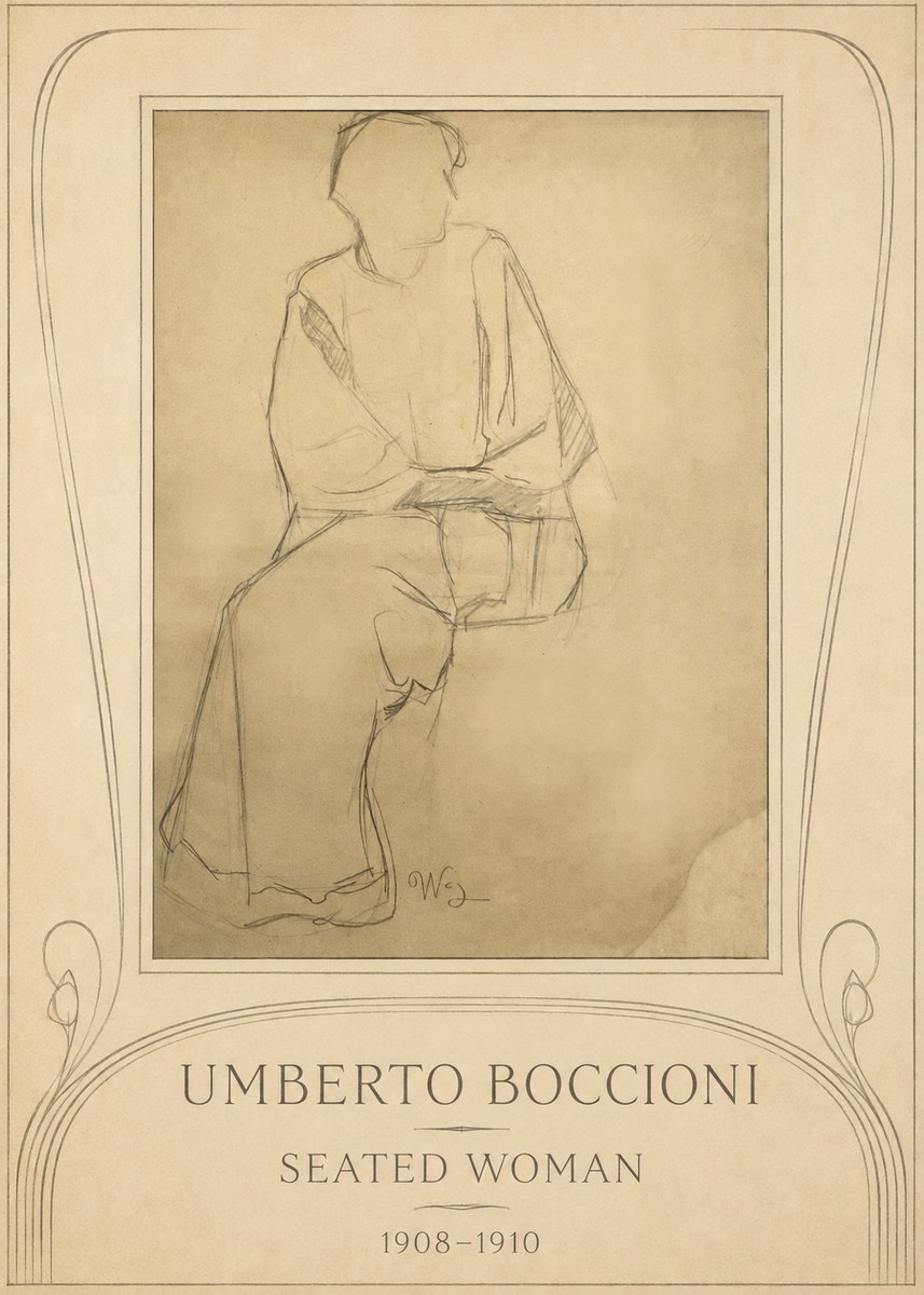 Umberto Boccioni Seated Woman No3 - Poszter