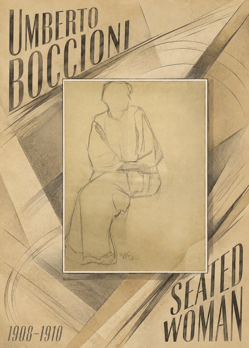 Umberto Boccioni Seated Woman No6 - Poszter