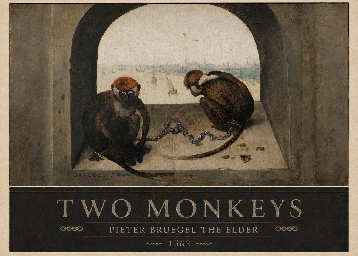 Pieter Bruegel Two Monkeys II No4 - Poszter
