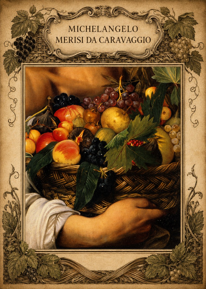 Michelangelo Merisi da Caravaggio Basket of Fruit No4 - Poszter