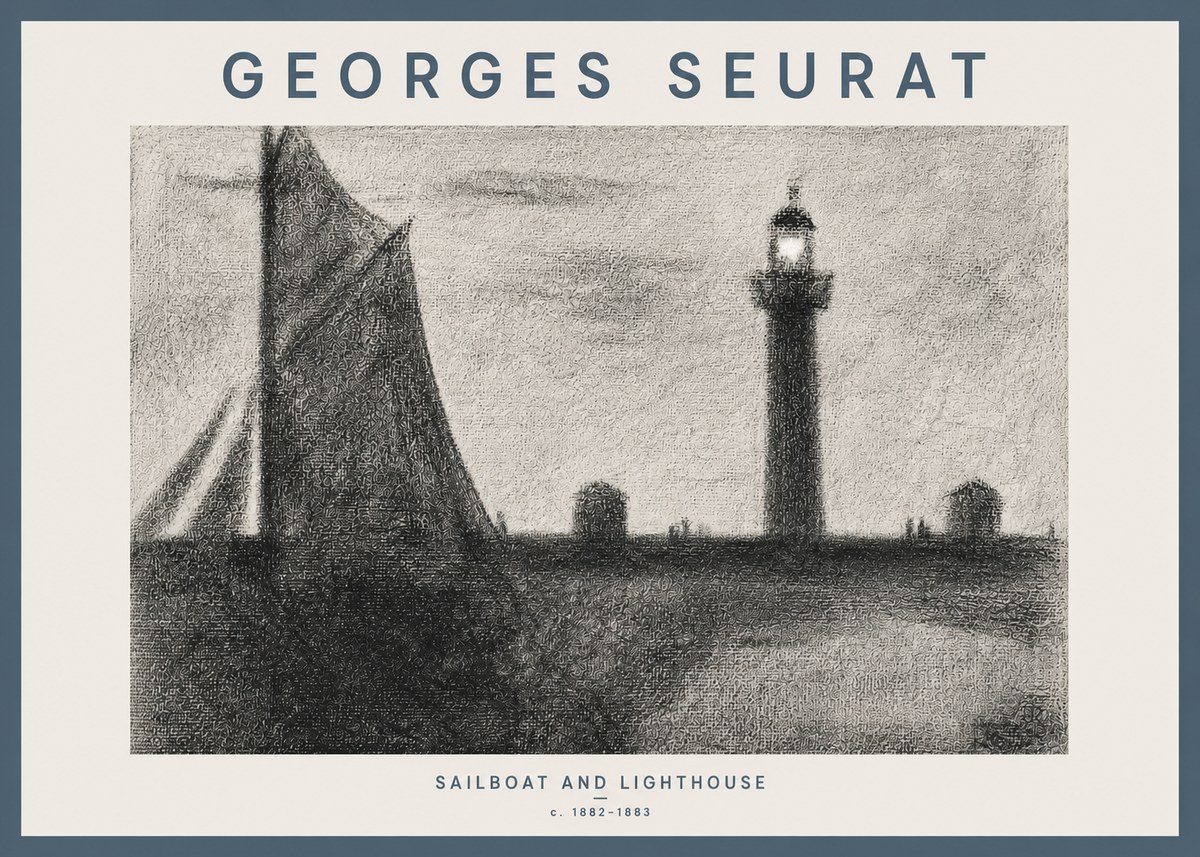 Seurat Sailboat and Lighthouse No4 - Poszter