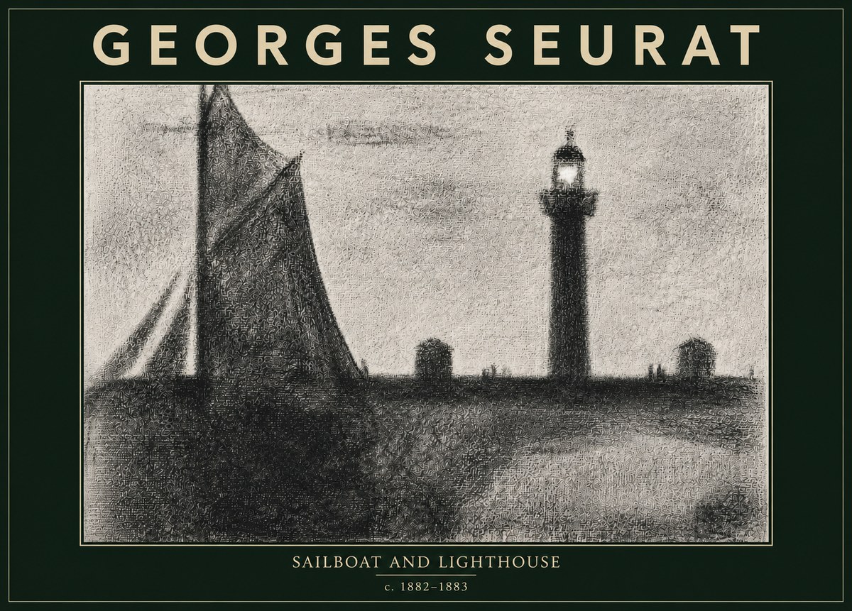 Seurat Sailboat and Lighthouse No5 - Poszter