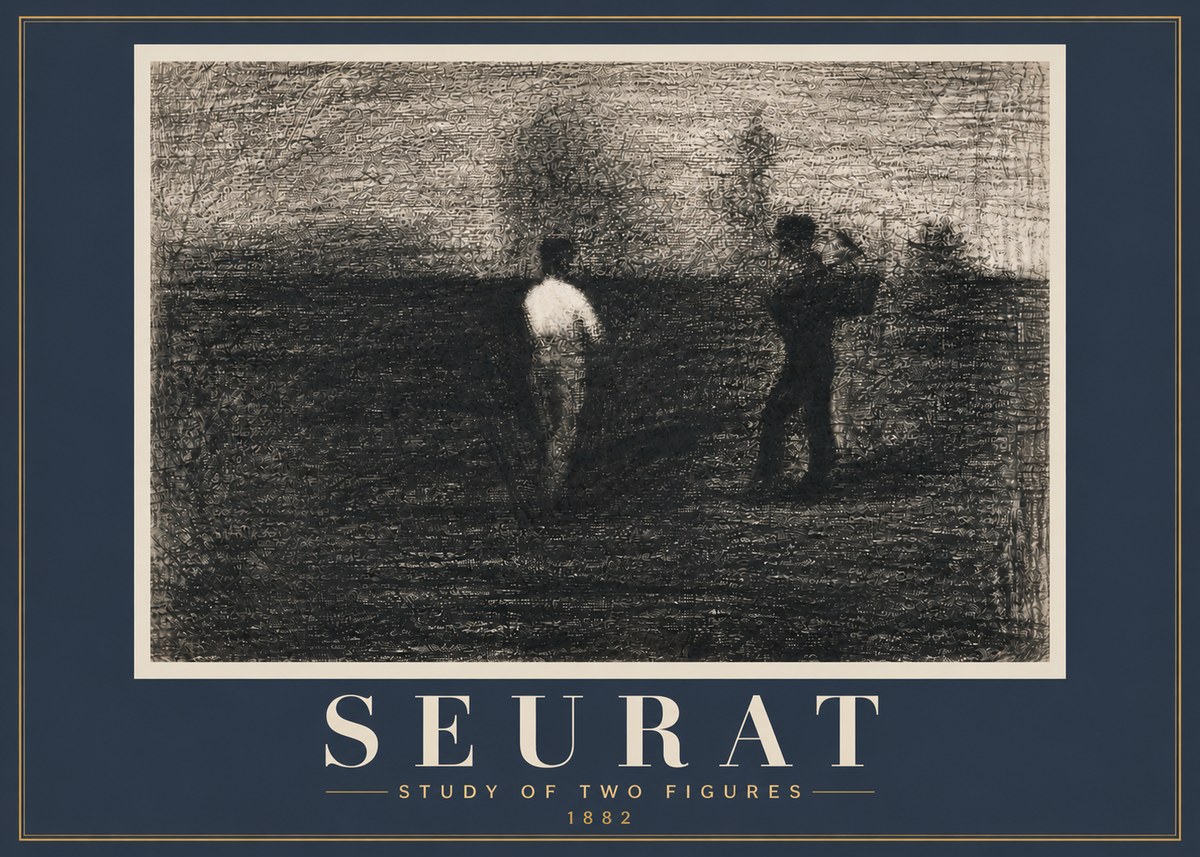 Seurat Study of Two Figures No6 - Poszter