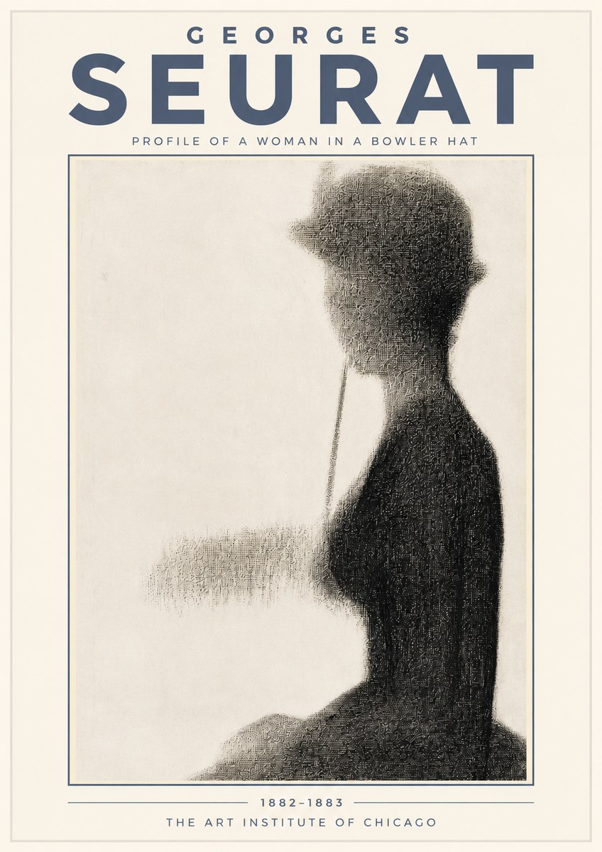 Seurat Profile of a Woman in a Bowler Hat No4 - Poszter