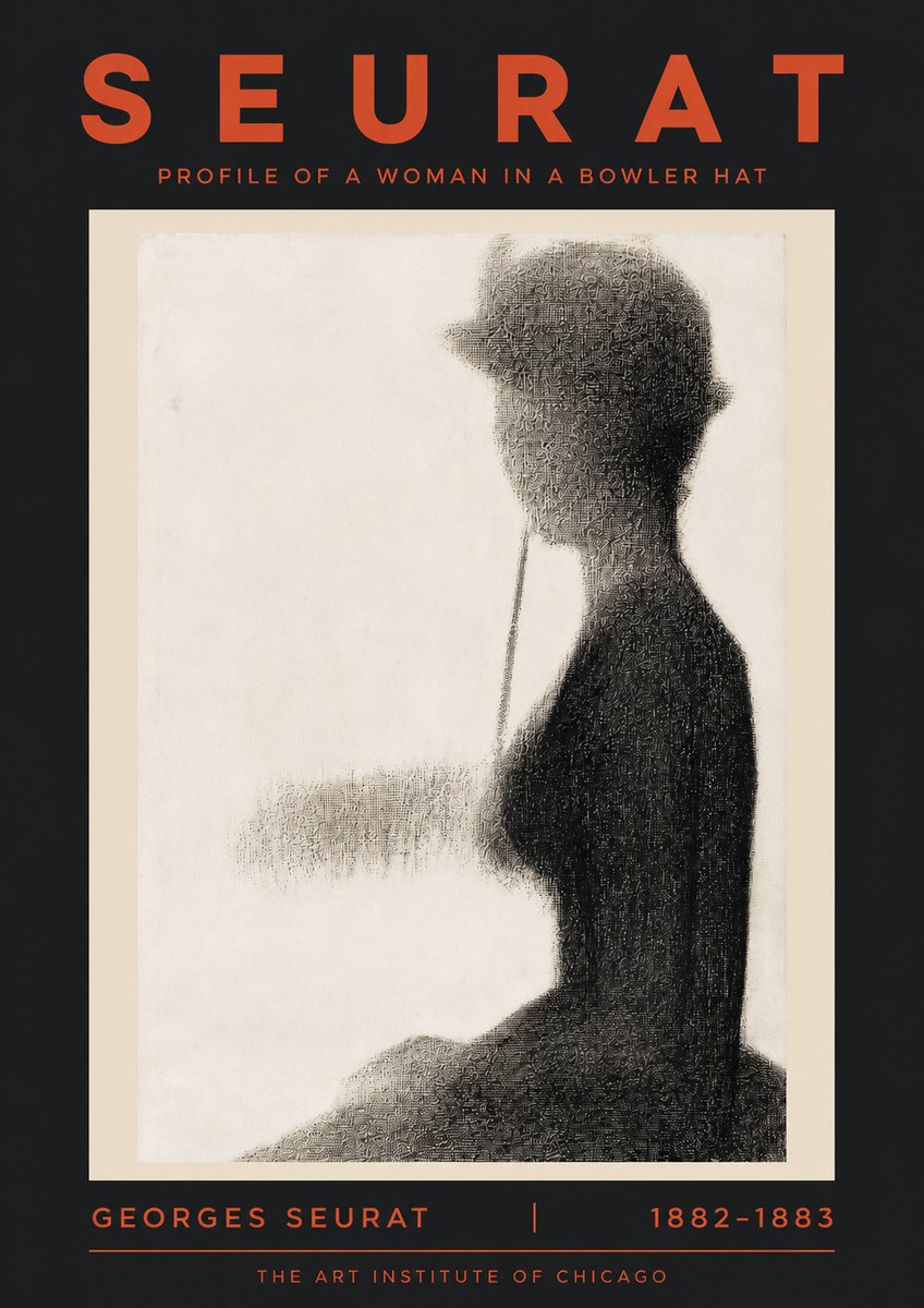 Seurat Profile of a Woman in a Bowler Hat No5 - Poszter