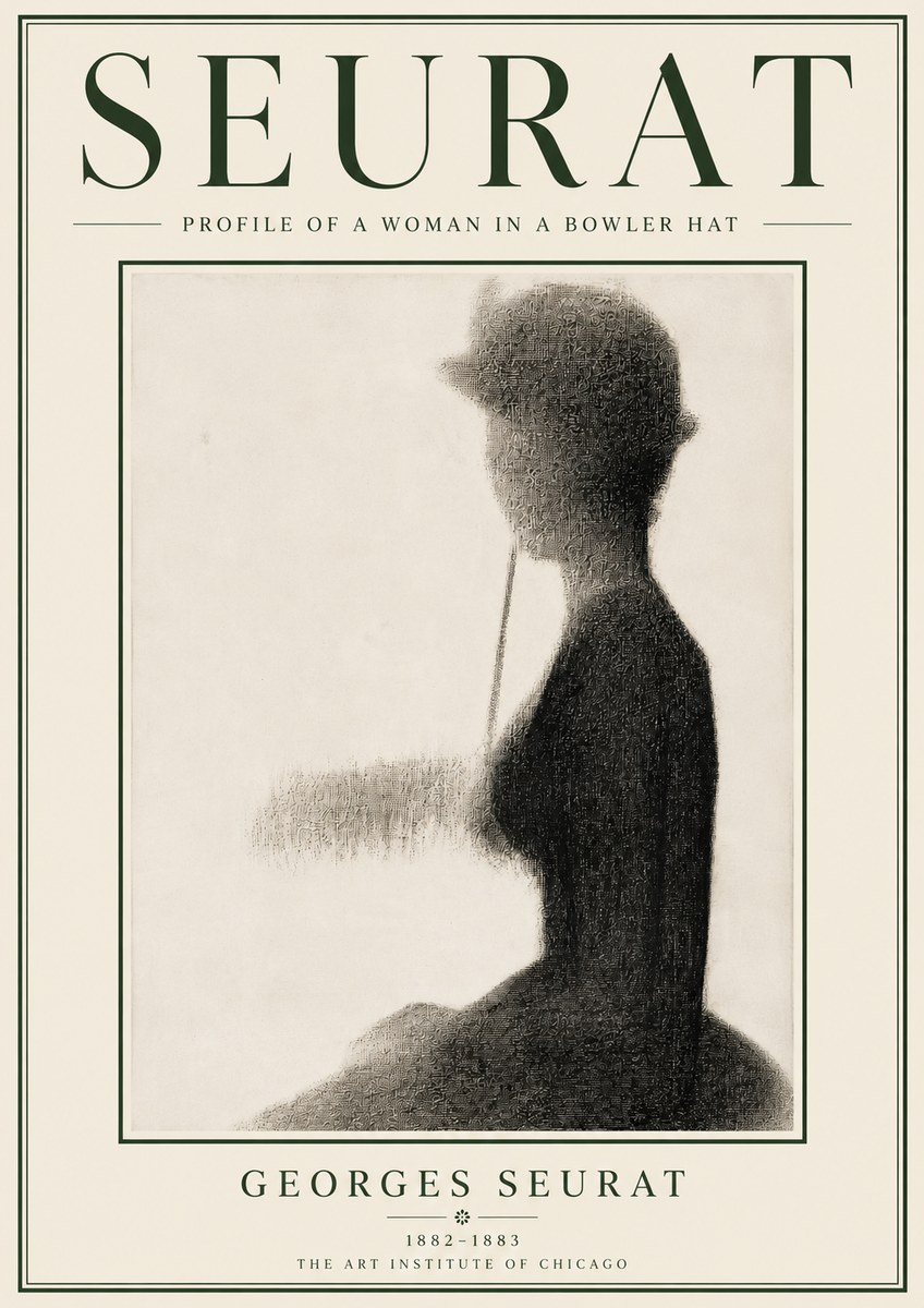 Seurat Profile of a Woman in a Bowler Hat No6 - Poszter