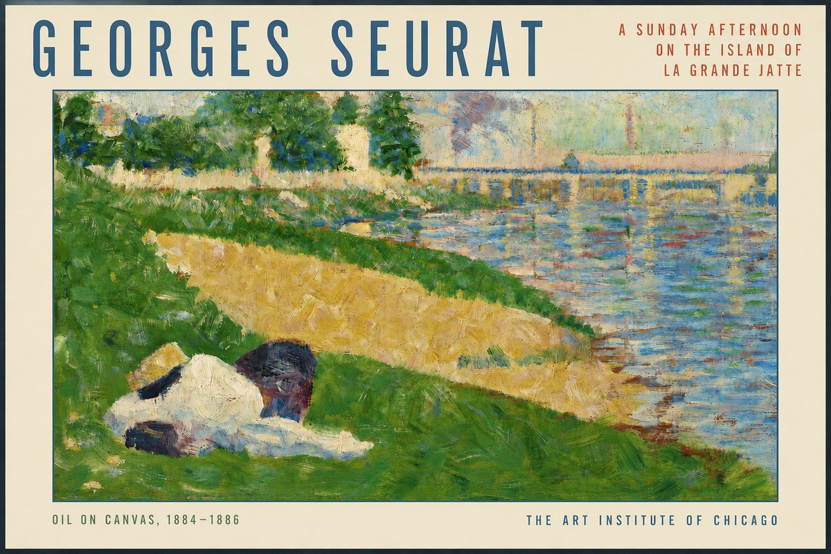 Seurat A Sunday Afternoon on the Island of La Grande Jatte II No3 - Poszter