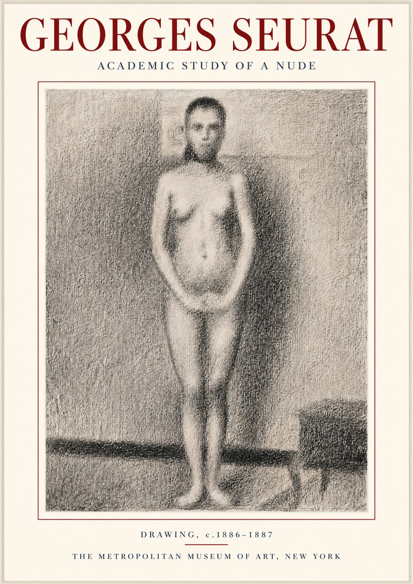 Seurat Academic Study of a Nude No3 - Poszter