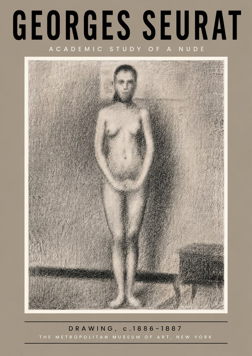 Seurat Academic Study of a Nude No4 - Poszter