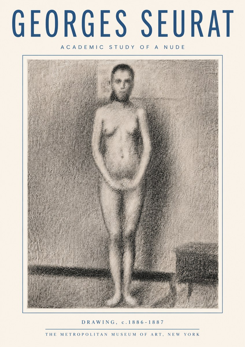 Seurat Academic Study of a Nude No5 - Poszter